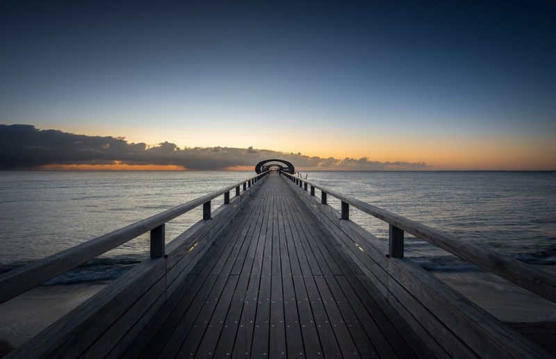 pier, sea, water, sky, skyscape, sunset