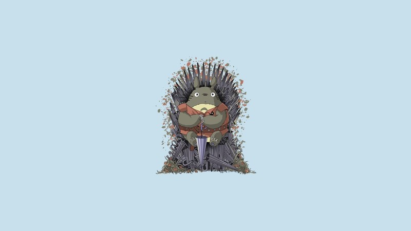 Studio Ghibli, Game of Thrones, umbrella, leaves, My Neighbor Totoro, minimalism