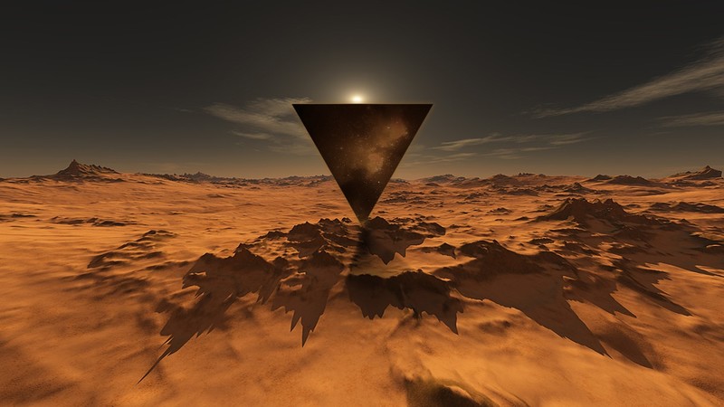desert, triangle, digital art, geometry