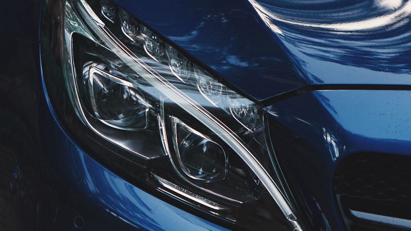 car, blue, headlight, optics, 4k