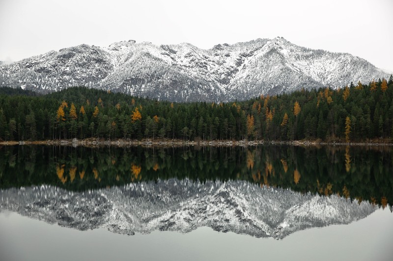 nature, trees, snow, mountains, water, landscape
