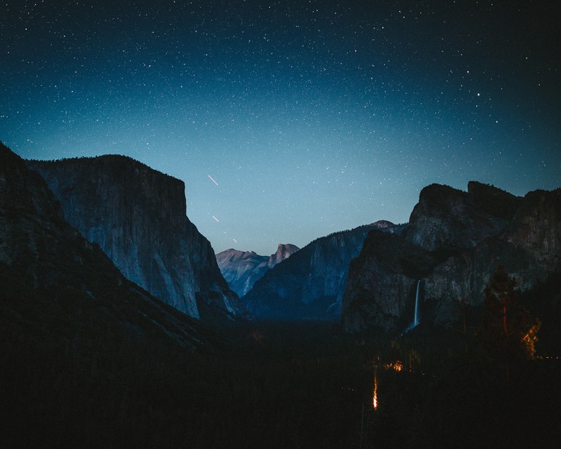 nature, mountains, stars, trees