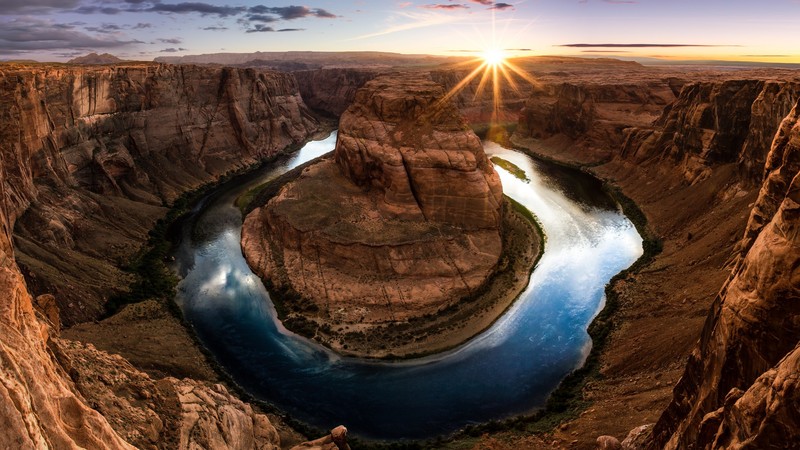 landscape, mountains, lake, desert