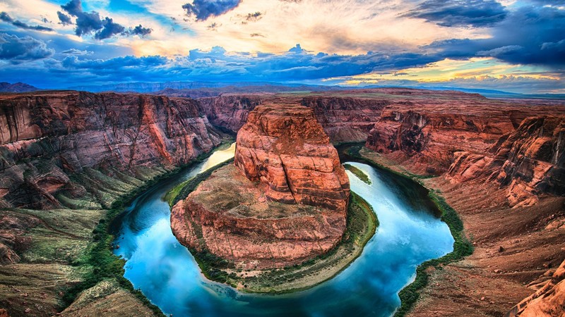 landscape, mountains, lake, desert, Horseshoe Bend