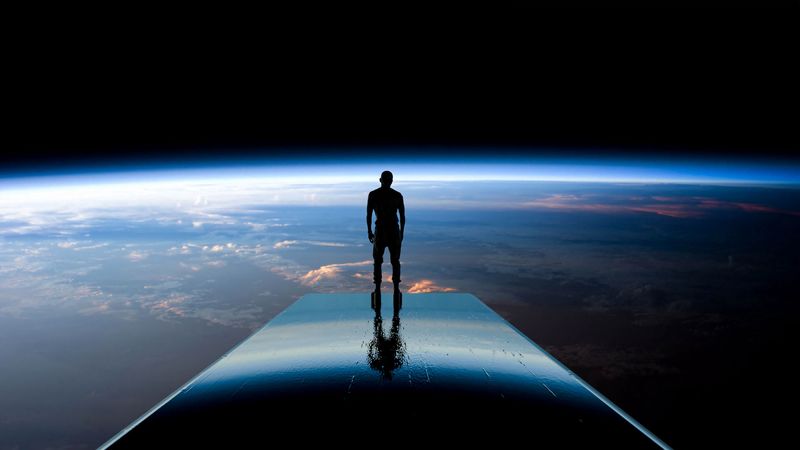 silhouette, space, planets, atmosphere, glow, view, 4k