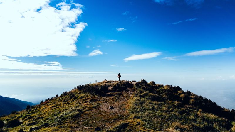 hill, mountain, silhouette, loneliness, landscape, 4k