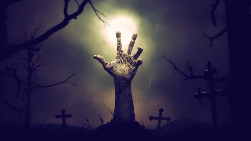 night, fan art, zombies, cemetery, hands, cross, The Dead Dont Die