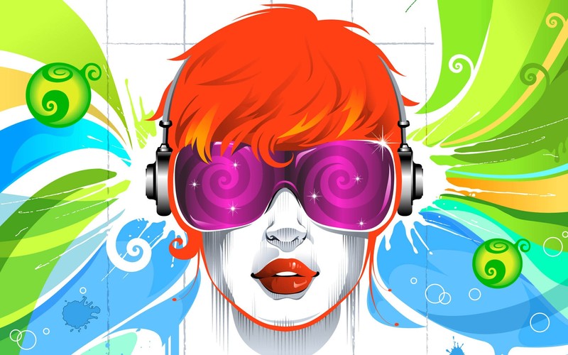 vector, abstract, headphones