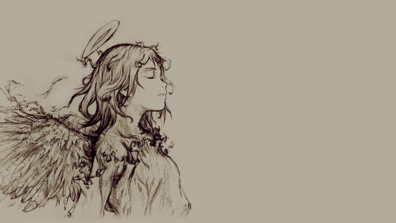 women, wings, angel, manga sketch, sketches, artwork, drawing, Haibane Renmei