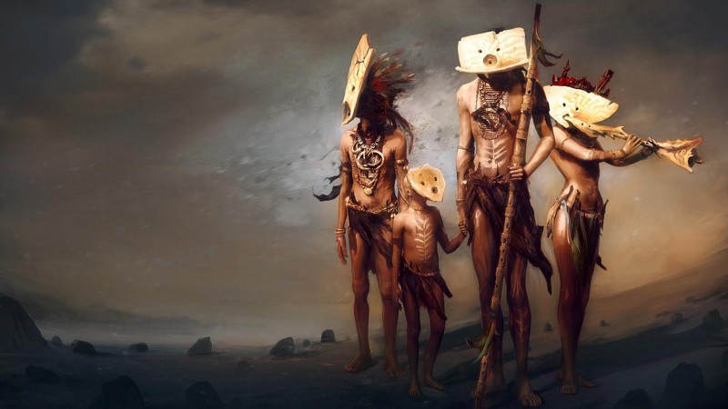 video games, digital art, From Dust, mask, tribe, Ubisoft