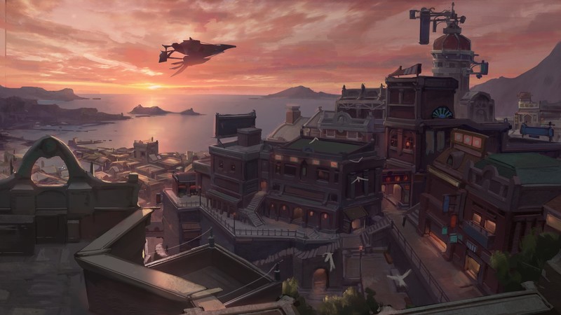 digital art, city, sea, sunset, fantasy art, fantasy city