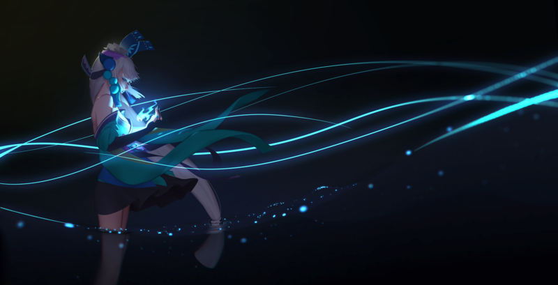 Onmyoji, Aoandon, white hair, long hair, anime girls
