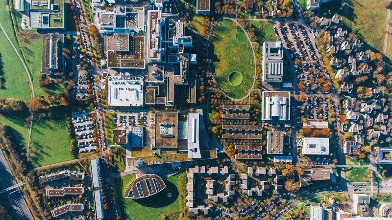 aerial view, building, cityscape