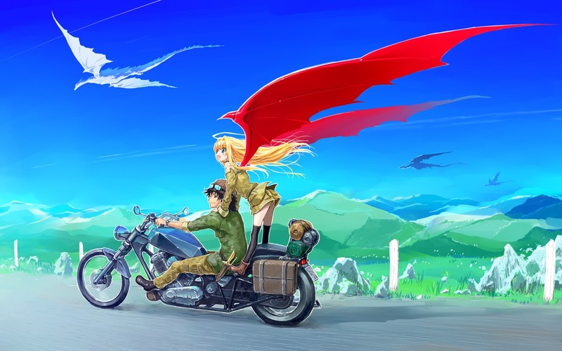 anime girls, anime, motorcycle, vehicle, anime boys