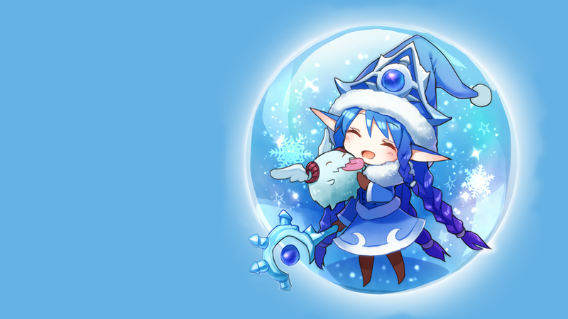 Lulu (League of Legends), chibi, anime girls, closed eyes, simple background