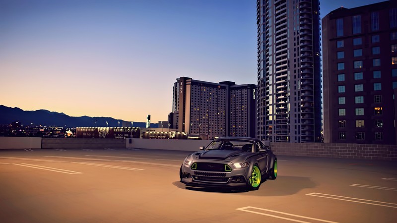 vehicle, car, sports car, Super Car, cityscape, city, sunset, 2015 Ford Mustang RTR