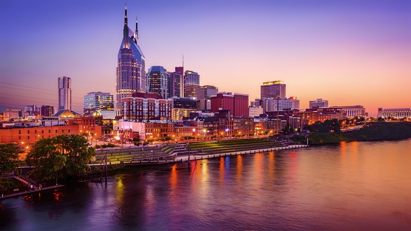 cityscape, city, sunset, city lights, Nashville