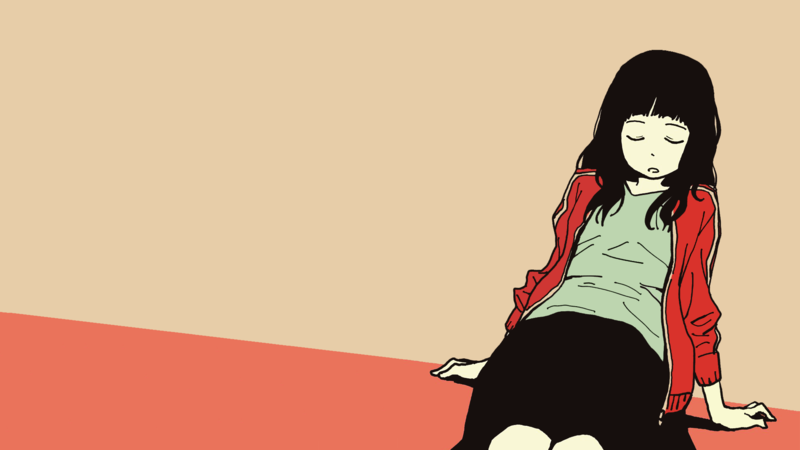 anime girls, simple background, jacket, minimalism