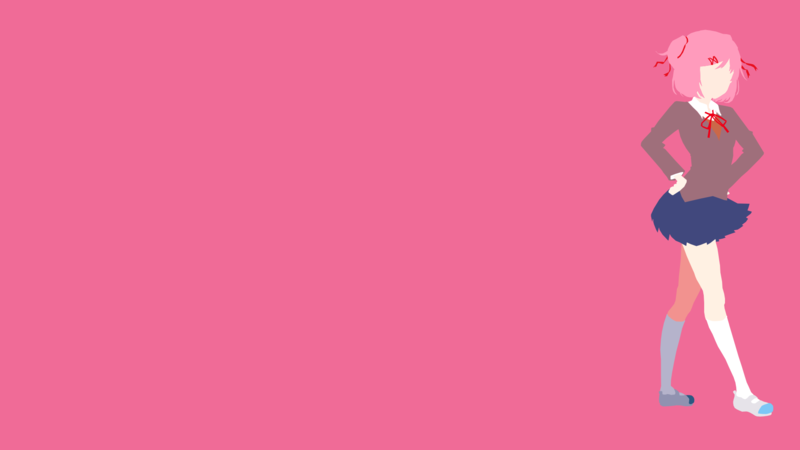 Doki Doki Literature Club, Natsuki (Doki Doki Literature Club), minimalism, simple background, anime girls