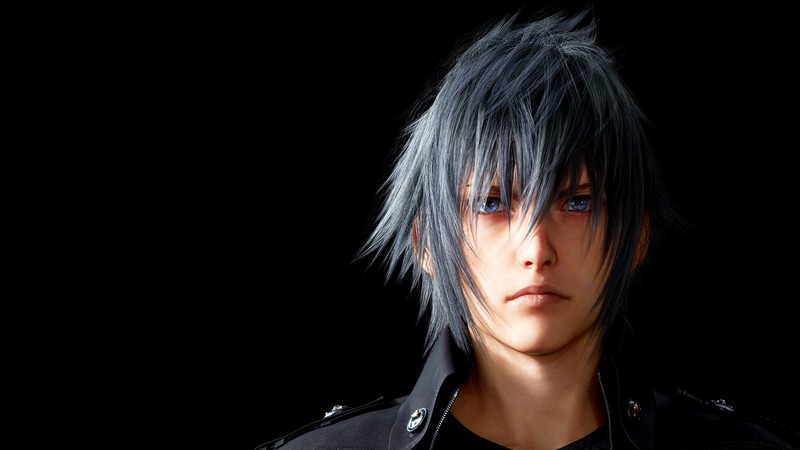 Final Fantasy XV, men, blue eyes, simple background, Noctis, video games, Final Fantasy, dark hair