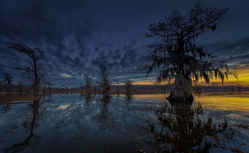 dark, sky, nature, water, reflection