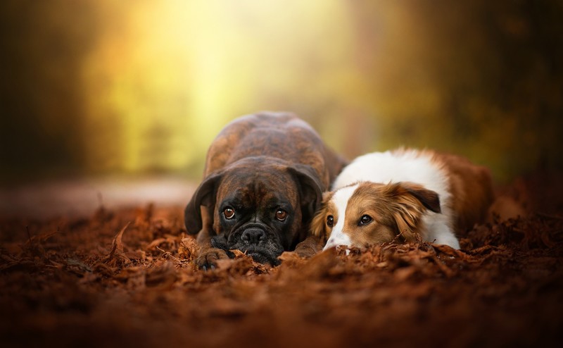 dog, animals, outdoors, blurred, fall, leaves
