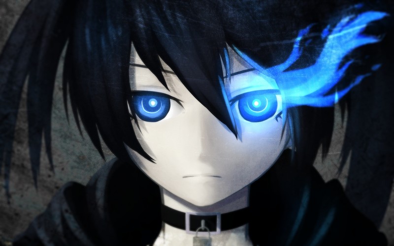 Black Rock Shooter, anime, anime girls, blue eyes, dark hair, face