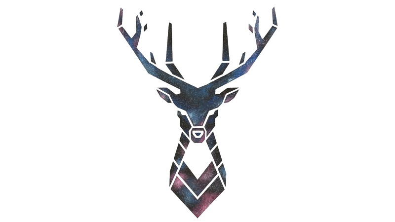 white background, deer, galaxy, simple