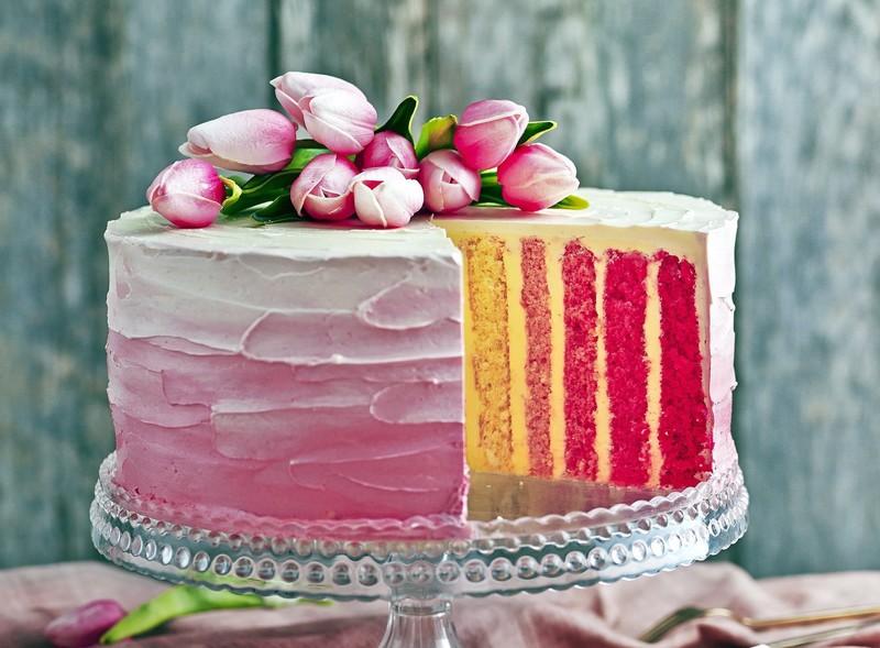 cake, colorful, food, flowers