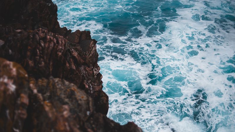 water, waves, rock, stone, sea, shore, 4k