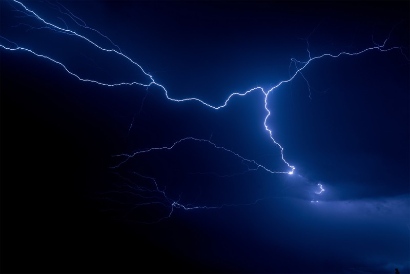 nature, lightning, clouds, storm, blue, dark