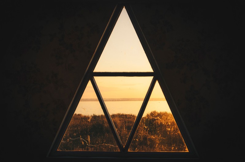 window, landscape, sunset, clear sky, nature