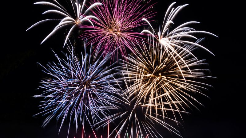 fireworks, salute, sparks, colorful, night, holiday, 4k