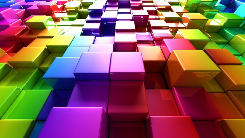 3D, colorful, render, CGI, cube, digital art