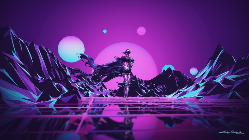 abstract, Lacza, low poly, Retro style