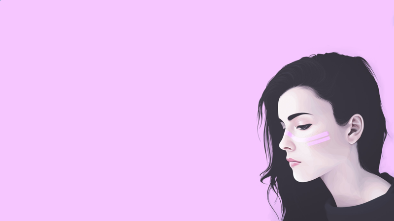 women, simple background, brunette, pink, digital art, artwork, Yuschav Arly
