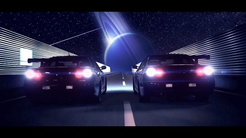 Japanese cars, Nissan GT-R NISMO, Nissan Skyline GT-R R33, planet, flares, road, shooting stars
