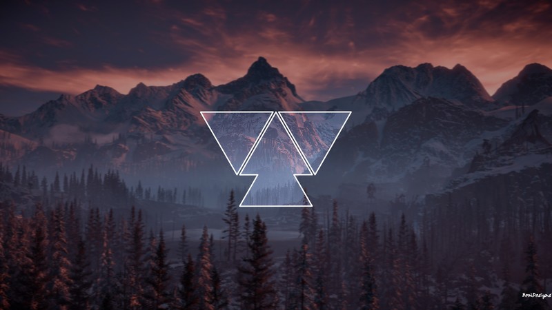 landscape, digital art, triangle, nature