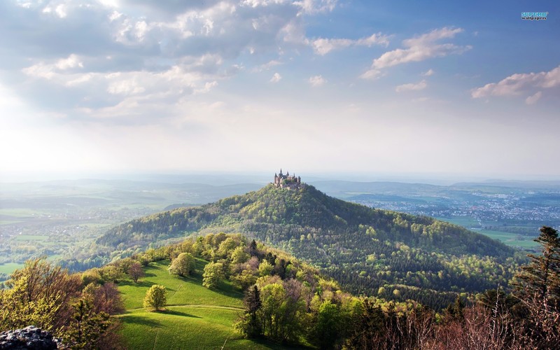 landscape, castle, trees, forest, Burg Hohenzollern