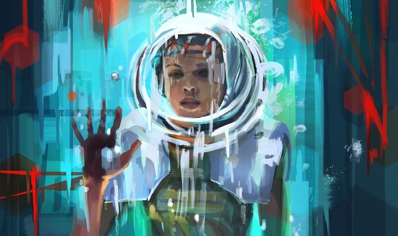 artwork, women, science fiction, hands