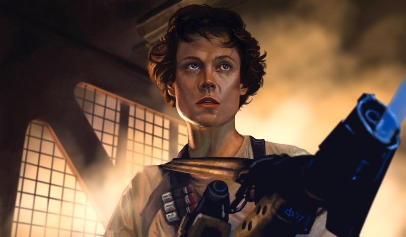 artwork, Ellen Ripley, movies, science fiction, Sigourney Weaver, aliens, fan art