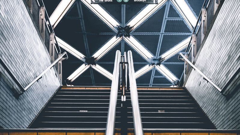 stairs, handrails, steps, subway, underpass, 4k