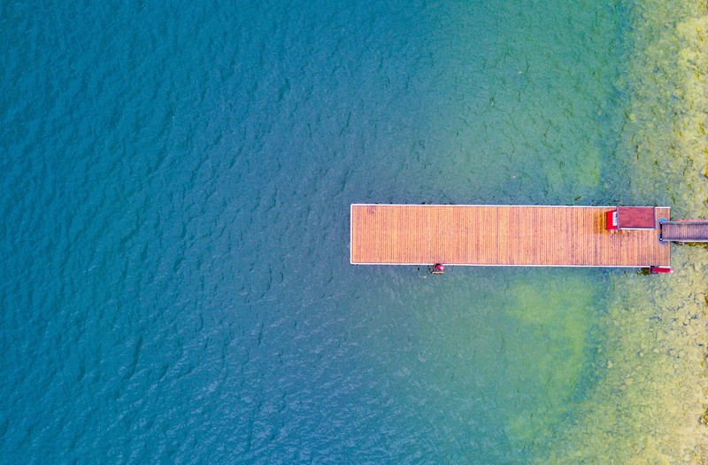 pier, blue, water, lake, drone photo