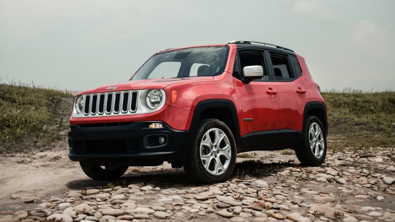 jeep renegade, jeep, car, suv, red, side view, off-road, 4k