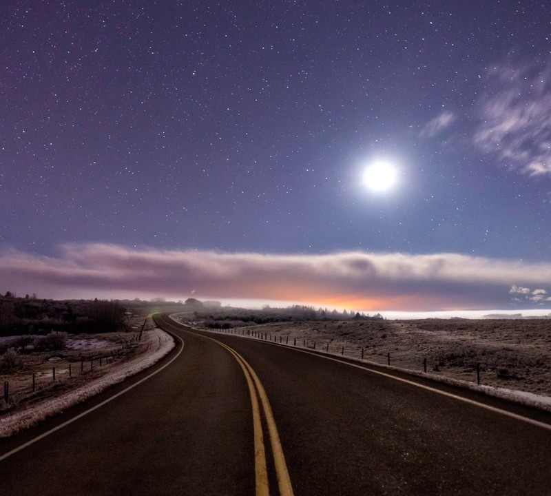 road, clouds, stars