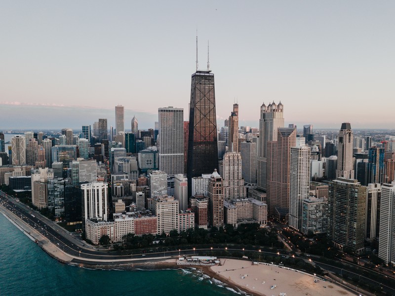Chicago, road, water, city