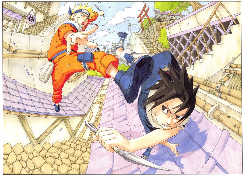 Naruto Shippuuden, Masashi Kishimoto, Uzumaki Naruto, Uchiha Sasuke, artwork, illustration