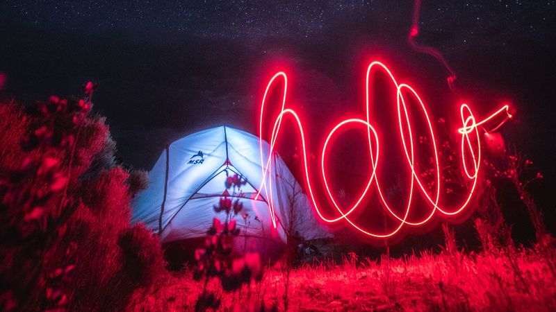 neon, light, long exposure, movement, night, red, 4k