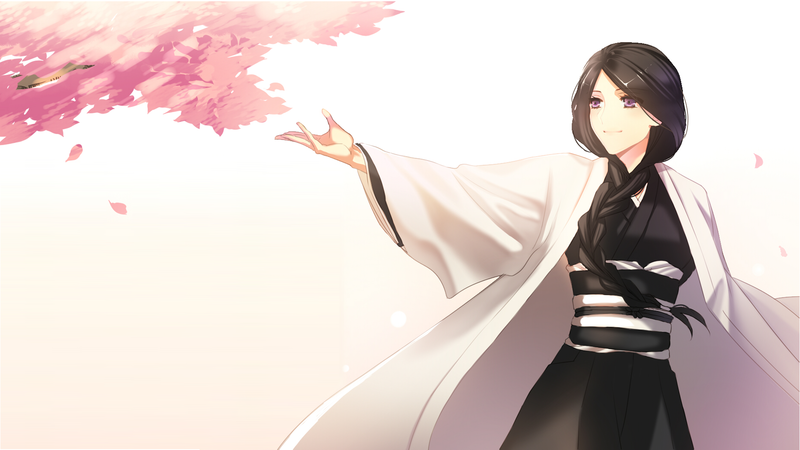 Bleach, anime, anime girls, dark hair, white background, purple eyes, Unohana Retsu