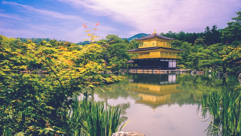 pagoda, lake, architecture, building, temple, oriental, 4k